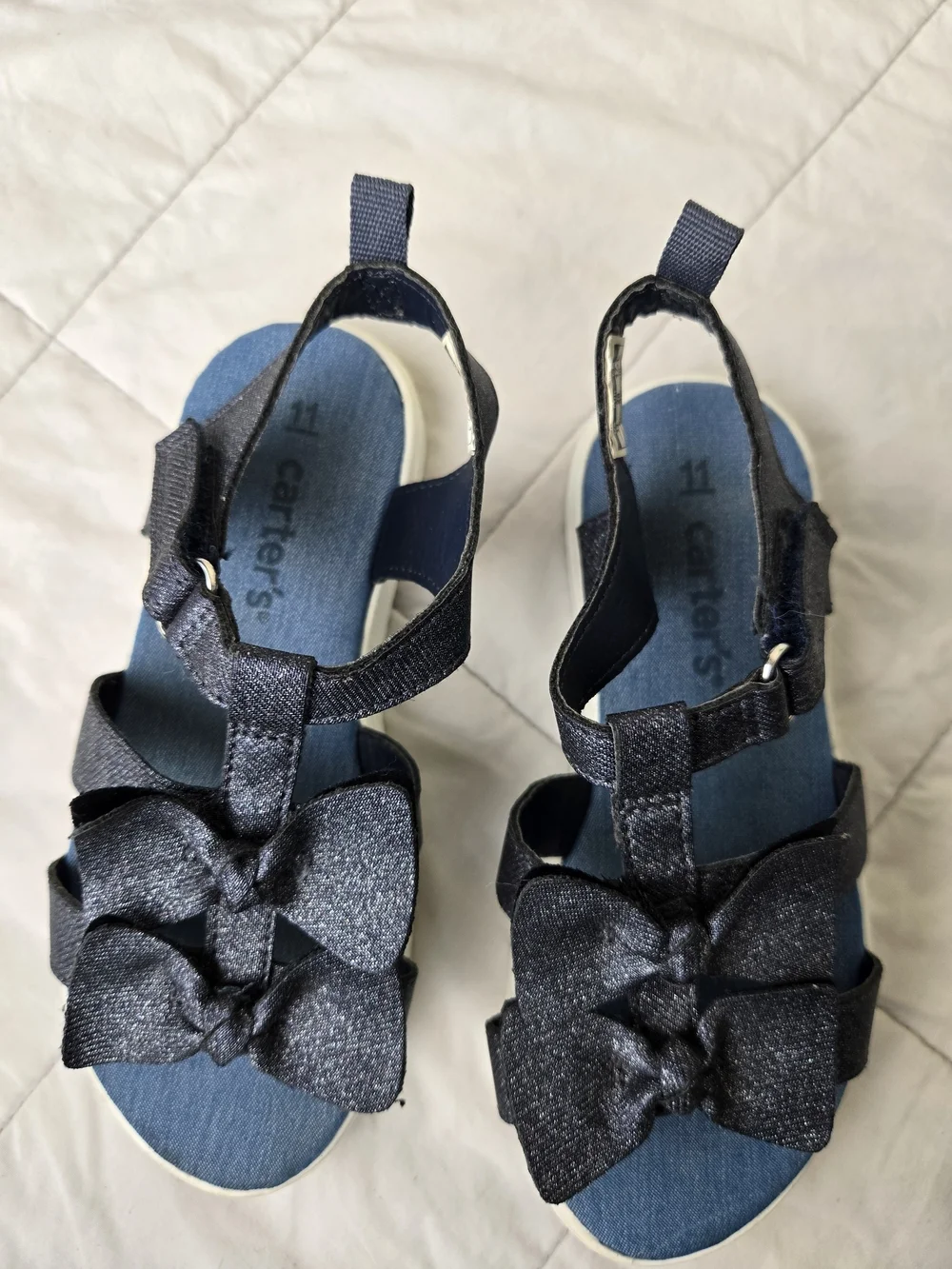 Carter's Navy Glitter Bow Nadia Sandals Girls 11 Toddler